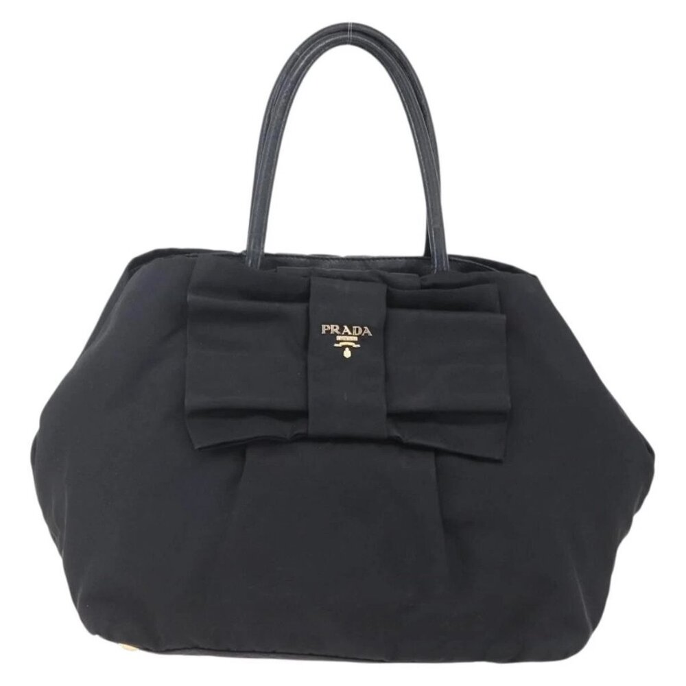 PRADA Hand Bag Nylon Black Gold Auth 152937 - Picture 2 of 16